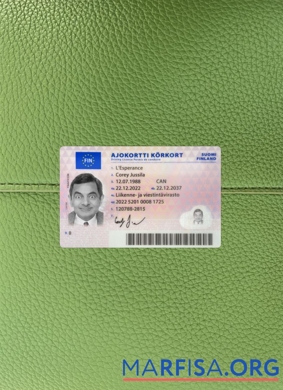 Printable Finland driving license 2022 present photolook download for verification